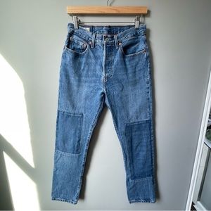 Levi's Premium 501 Original Denim Patch Hi-Rise Buttonfly Straight Jeans W27 L30